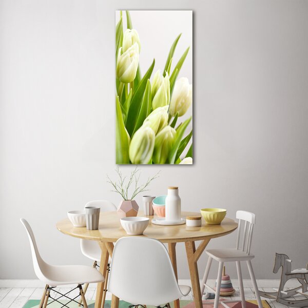 Vertikální Foto obraz fotografie na skle Bílé tulipány osv-48191283