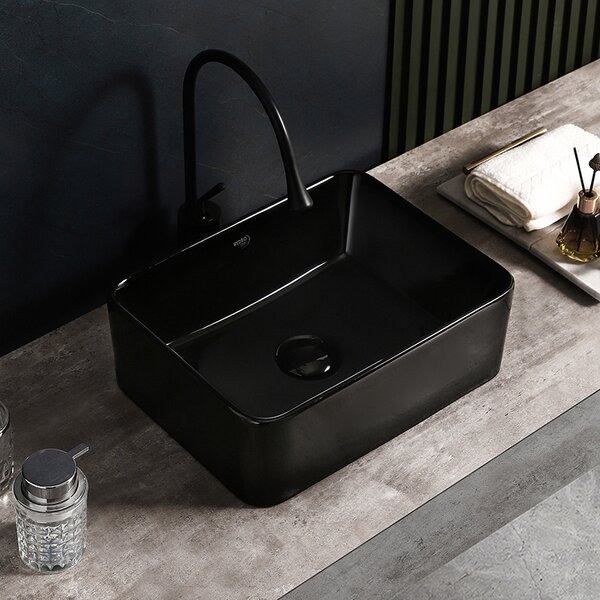 BPS-koupelny Keramické umyvadlo na desku LUXO BL 410 41x31 cm, černé