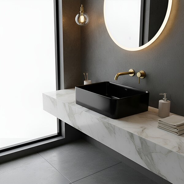 BPS-koupelny Keramické umyvadlo na desku LUXO BL 410 41x31 cm, černé