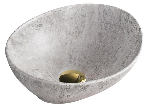 BPS-koupelny Keramické umyvadlo na desku LUMO MAR2 405 40,5x33 cm, šedý mramor