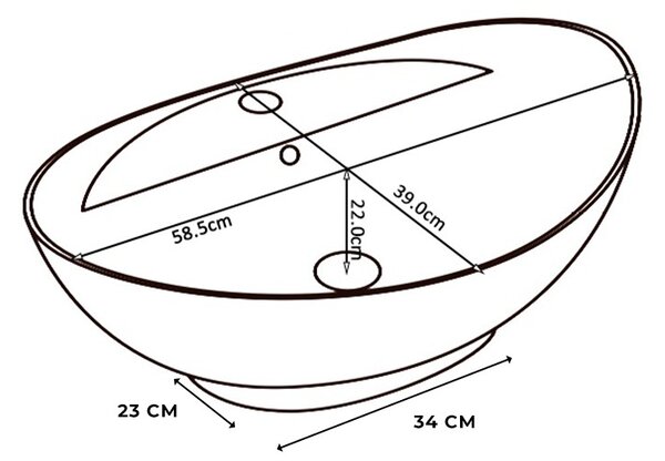 BPS-koupelny Keramické umyvadlo na desku TERA WH 585 58,8x39 cm, bílé