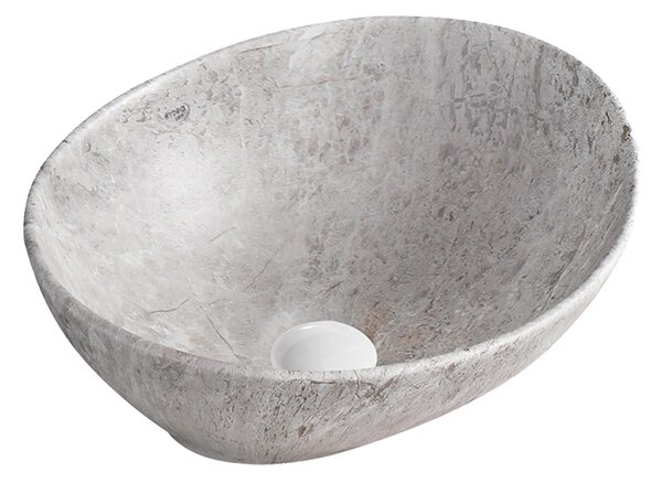BPS-koupelny Keramické umyvadlo na desku LUMO MAR2 405 40,5x33 cm, šedý mramor