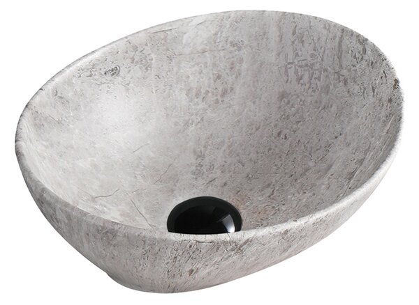 BPS-koupelny Keramické umyvadlo na desku LUMO MAR2 405 40,5x33 cm, šedý mramor