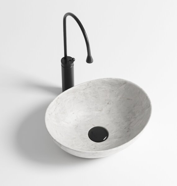 BPS-koupelny Keramické umyvadlo na desku LUMO MAR2 405 40,5x33 cm, šedý mramor