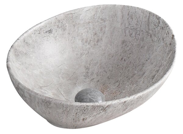 BPS-koupelny Keramické umyvadlo na desku LUMO MAR2 405 40,5x33 cm, šedý mramor