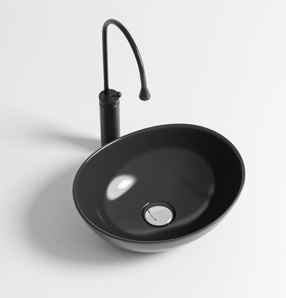 BPS-koupelny Keramické umyvadlo na desku LUMO BL 405 40,5x33 cm, černé lesk