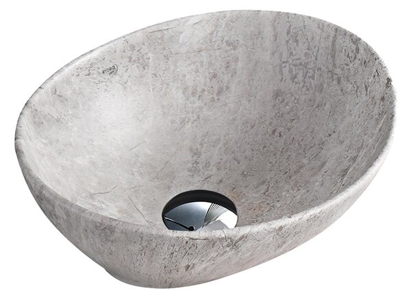 BPS-koupelny Keramické umyvadlo na desku LUMO MAR2 405 40,5x33 cm, šedý mramor