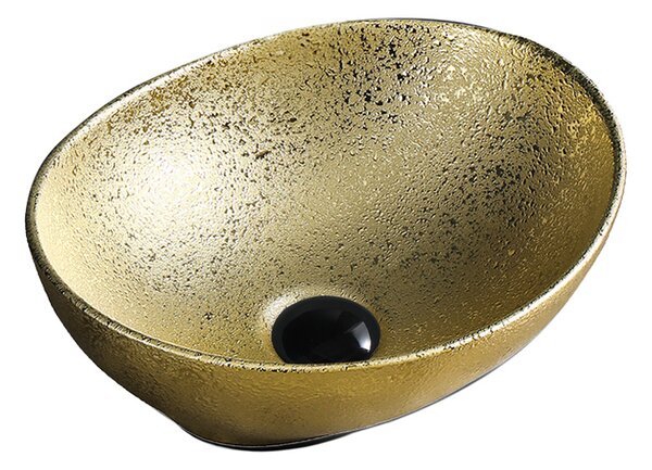 BPS-koupelny Keramické umyvadlo na desku LUMO GL 405 40,5x33 cm, zlaté struktural