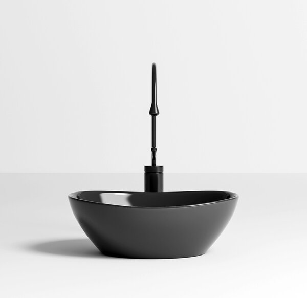 BPS-koupelny Keramické umyvadlo na desku LUMO BL 405 40,5x33 cm, černé lesk