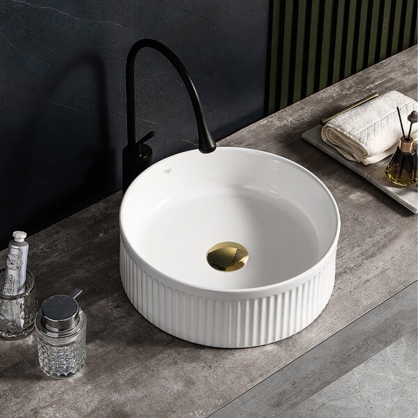 BPS-koupelny Keramické umyvadlo na desku LAVA WH RF 370 ø37 cm, bílé