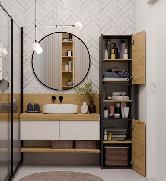 TP Living Koupelnová skříňka Lorada 40 antracit/dub artisan