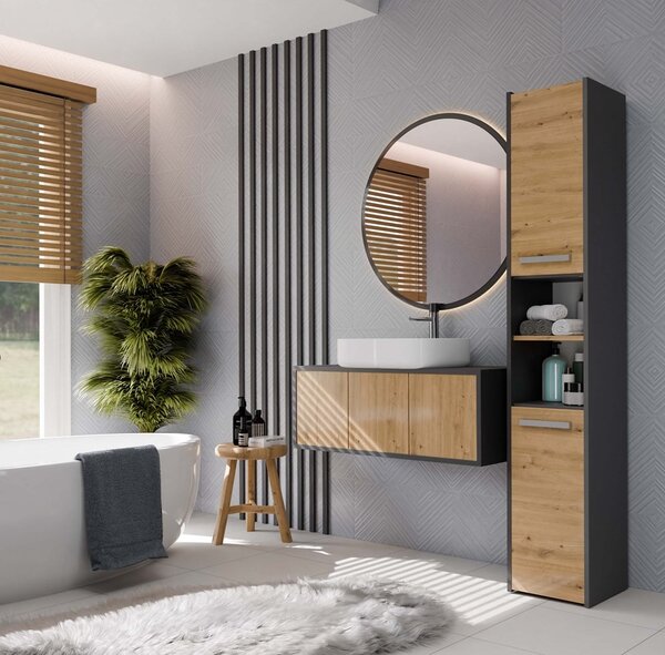 TP Living Koupelnová skříňka S30 170 cm antracit/dub artisan