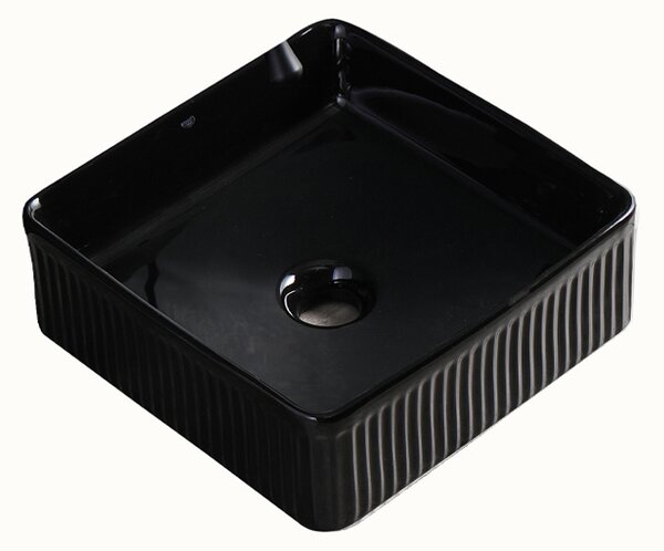 BPS-koupelny Keramické umyvadlo na desku AURA BL 375 37,5x37,5 cm, černé