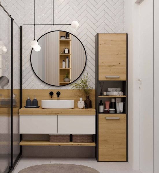 TP Living Koupelnová skříňka Lorada 40 antracit/dub artisan