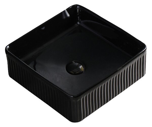 BPS-koupelny Keramické umyvadlo na desku AURA BL 375 37,5x37,5 cm, černé