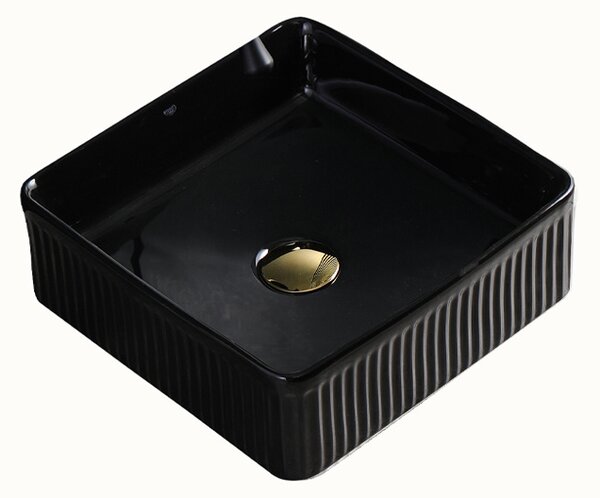 BPS-koupelny Keramické umyvadlo na desku AURA BL 375 37,5x37,5 cm, černé