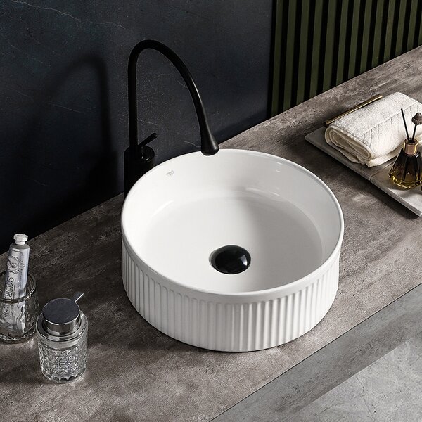 BPS-koupelny Keramické umyvadlo na desku LAVA WH RF 370 ø37 cm, bílé