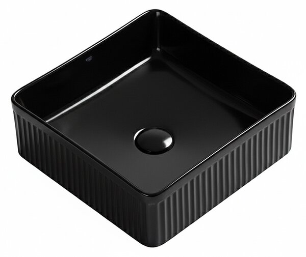 BPS-koupelny Keramické umyvadlo na desku AURA BL 375 37,5x37,5 cm, černé