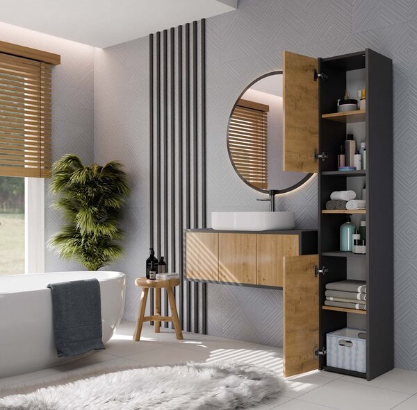 TP Living Koupelnová skříňka S30 170 cm antracit/dub artisan