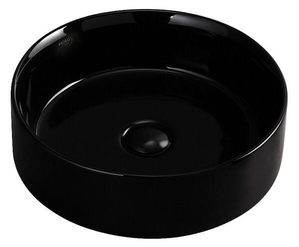 BPS-koupelny Keramické umyvadlo na desku LAVA BL 360 ø36 cm, černé lesk
