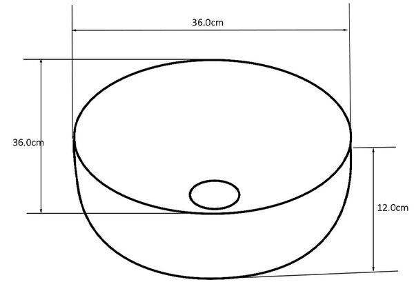 BPS-koupelny Keramické umyvadlo na desku LAVA BL 360 ø36 cm, černé lesk