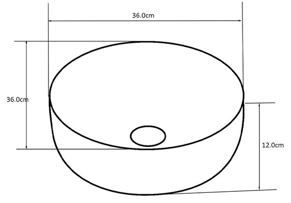 BPS-koupelny Keramické umyvadlo na desku LAVA MTB 360 ø36 cm, černé mat