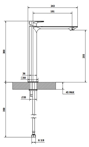 Teorema Slope - Umyvadlová baterie s Push-Open odtokovou soupravou, chrom 9H341
