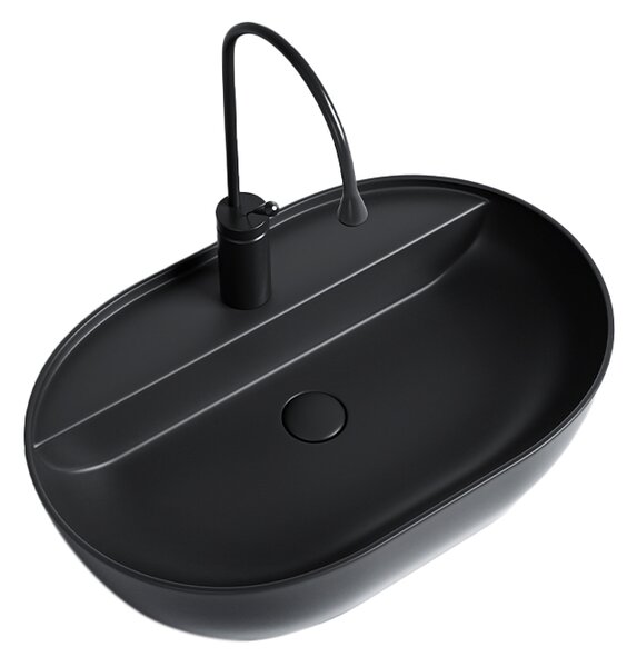 BPS-koupelny Keramické umyvadlo na desku EMI MTB 605 60,5x40,5 cm, černé matné