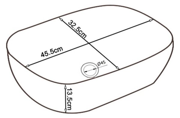 BPS-koupelny Keramické umyvadlo na desku MILO WH MOD2 455 44,5x32,5 cm, bílé/zlatý dekor