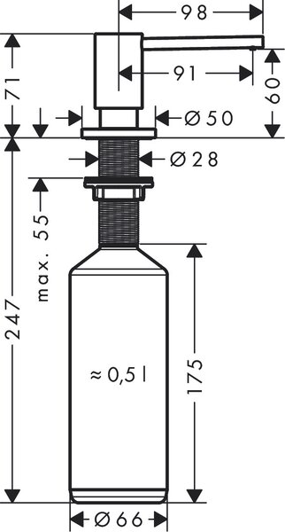 Axor Uno dávkovač tekutin černá 42818670