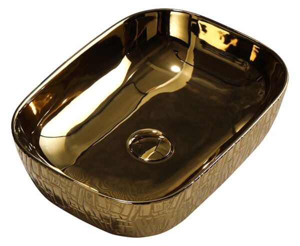 BPS-koupelny Keramické umyvadlo na desku MILO GL MOD7 455 45,5x32,5 cm, zlaté