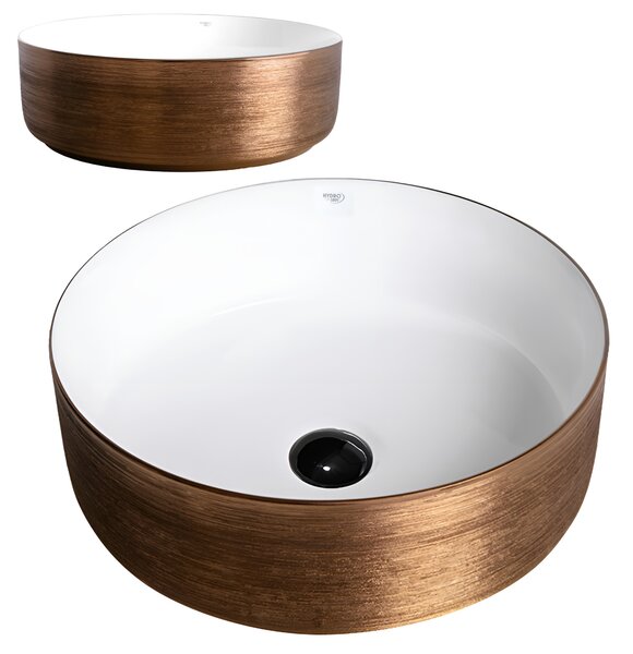 BPS-koupelny Keramické umyvadlo na desku LAVA P GL 360 36x36 cm, bílé/růžové zlato