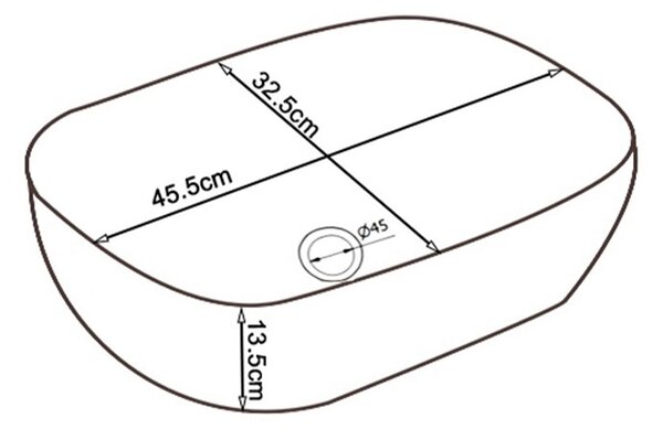 BPS-koupelny Keramické umyvadlo na desku MILO GL MOD7 455 45,5x32,5 cm, zlaté