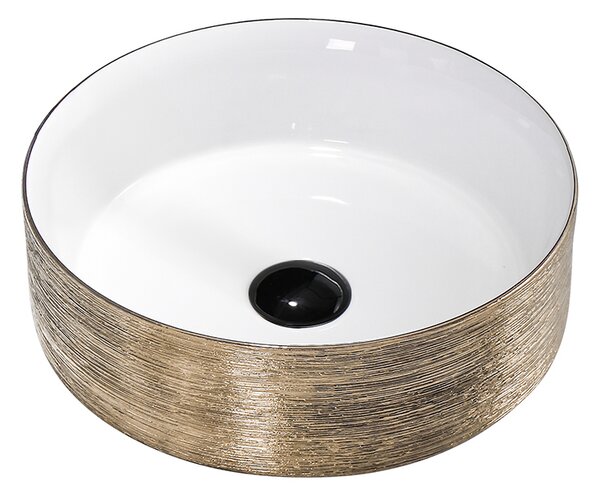 BPS-koupelny Keramické umyvadlo na desku LAVA GL BR 360 36x36 cm, bílé/zlaté