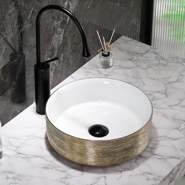 BPS-koupelny Keramické umyvadlo na desku LAVA GL BR 360 36x36 cm, bílé/zlaté