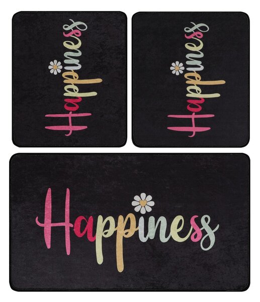 ASIR Koupelnová předložka HAPPINESS černá 3 ks