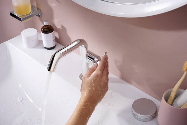 Hansgrohe Tecturis S páková umyvadlová baterie 110 Fine CoolStart EcoSmart+ s odtokovou soupravou Push-Open, chrom 73320000