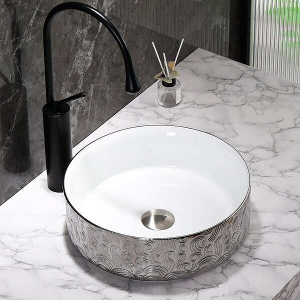 BPS-koupelny Keramické umyvadlo na desku LAVA WH SV MOD3 360 36x36 cm, bílé/stříbrné