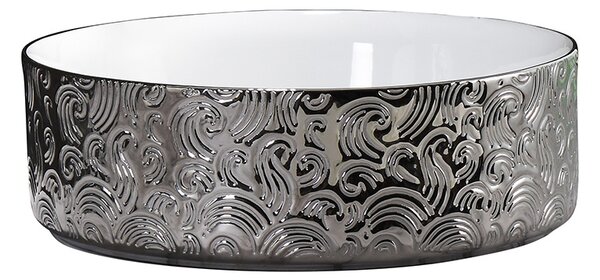 BPS-koupelny Keramické umyvadlo na desku LAVA WH SV MOD3 360 36x36 cm, bílé/stříbrné