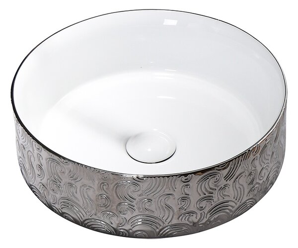 BPS-koupelny Keramické umyvadlo na desku LAVA WH SV MOD3 360 36x36 cm, bílé/stříbrné