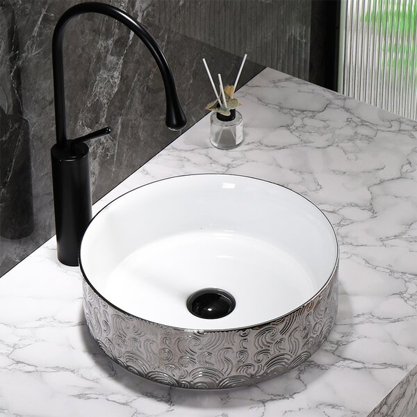 BPS-koupelny Keramické umyvadlo na desku LAVA WH SV MOD3 360 36x36 cm, bílé/stříbrné
