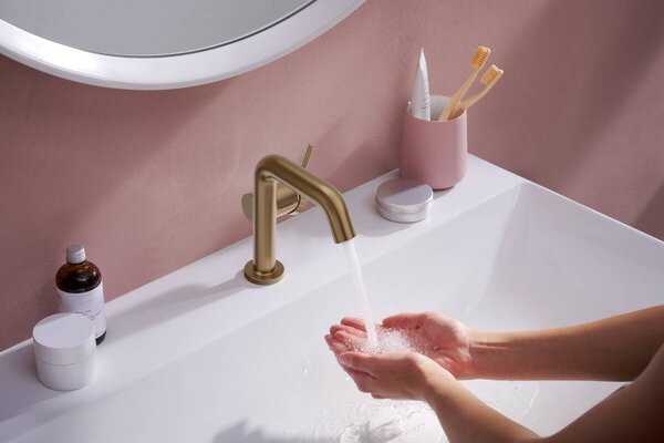 Hansgrohe Tecturis S páková umyvadlová baterie 110 Fine CoolStart EcoSmart+ bez odtokové soupravy, kartáčovaný bronz 73321140