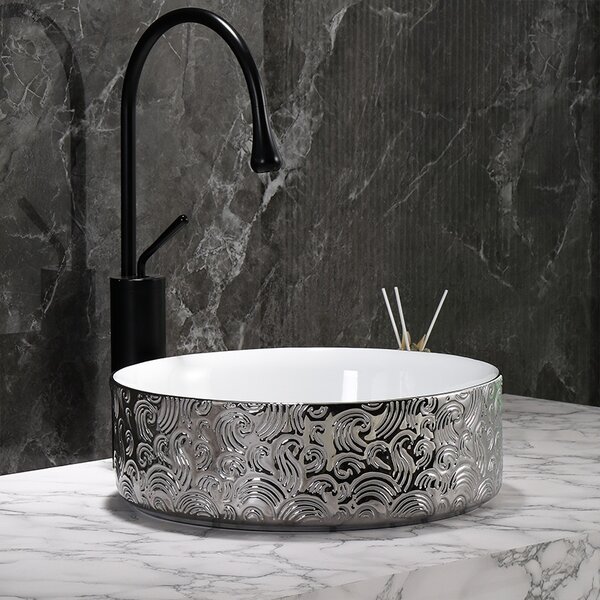 BPS-koupelny Keramické umyvadlo na desku LAVA WH SV MOD3 360 36x36 cm, bílé/stříbrné