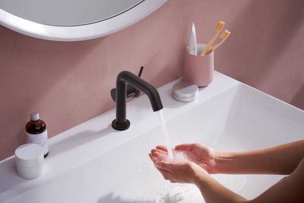 Hansgrohe Tecturis S páková umyvadlová baterie 110 Fine CoolStart EcoSmart+ bez odtokové soupravy, matná černá 73321670