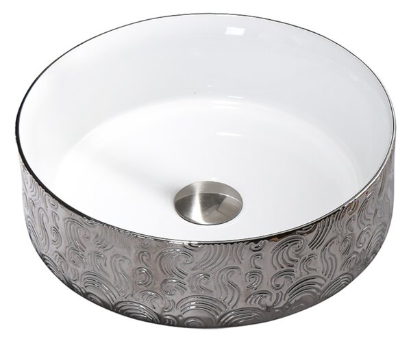 BPS-koupelny Keramické umyvadlo na desku LAVA WH SV MOD3 360 36x36 cm, bílé/stříbrné