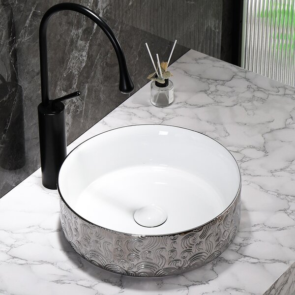 BPS-koupelny Keramické umyvadlo na desku LAVA WH SV MOD3 360 36x36 cm, bílé/stříbrné