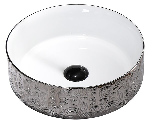 BPS-koupelny Keramické umyvadlo na desku LAVA WH SV MOD3 360 36x36 cm, bílé/stříbrné