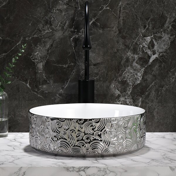 BPS-koupelny Keramické umyvadlo na desku LAVA WH SV MOD3 360 36x36 cm, bílé/stříbrné