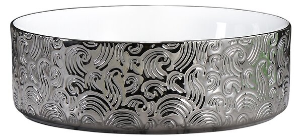 BPS-koupelny Keramické umyvadlo na desku LAVA WH SV MOD3 360 36x36 cm, bílé/stříbrné
