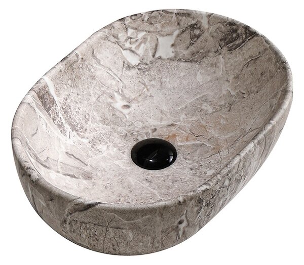 BPS-koupelny Keramické umyvadlo na desku NEO MAR2 480 48x34,5 cm, šedý mramor